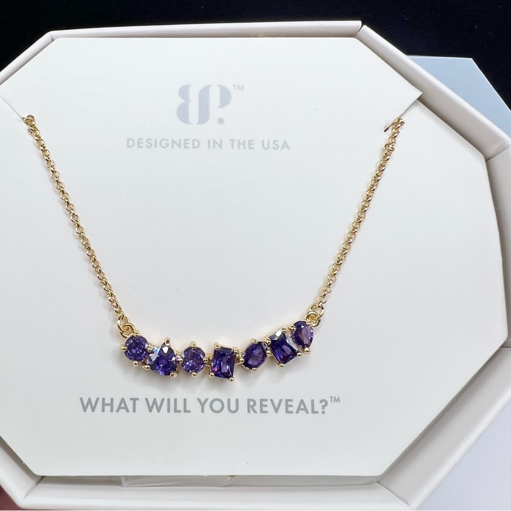 Bomb Party BP Necklace Stunning Spotlight Purple Topaz Gold Plating